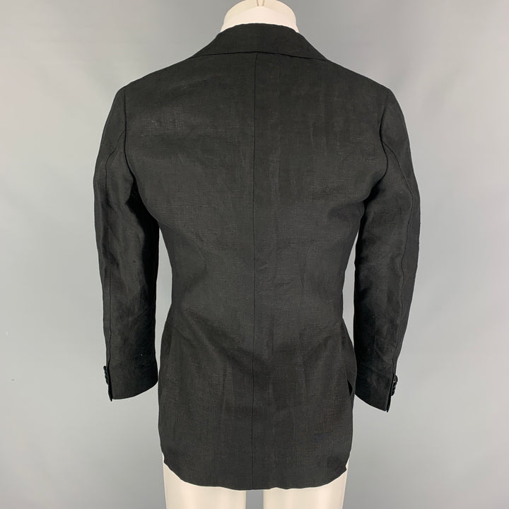 SUIT SUPPLY Size 34 Black Linen Double Breasted Sport Coat
