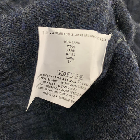 ETRO Taille M Pull col V en laine chiné bleu gris