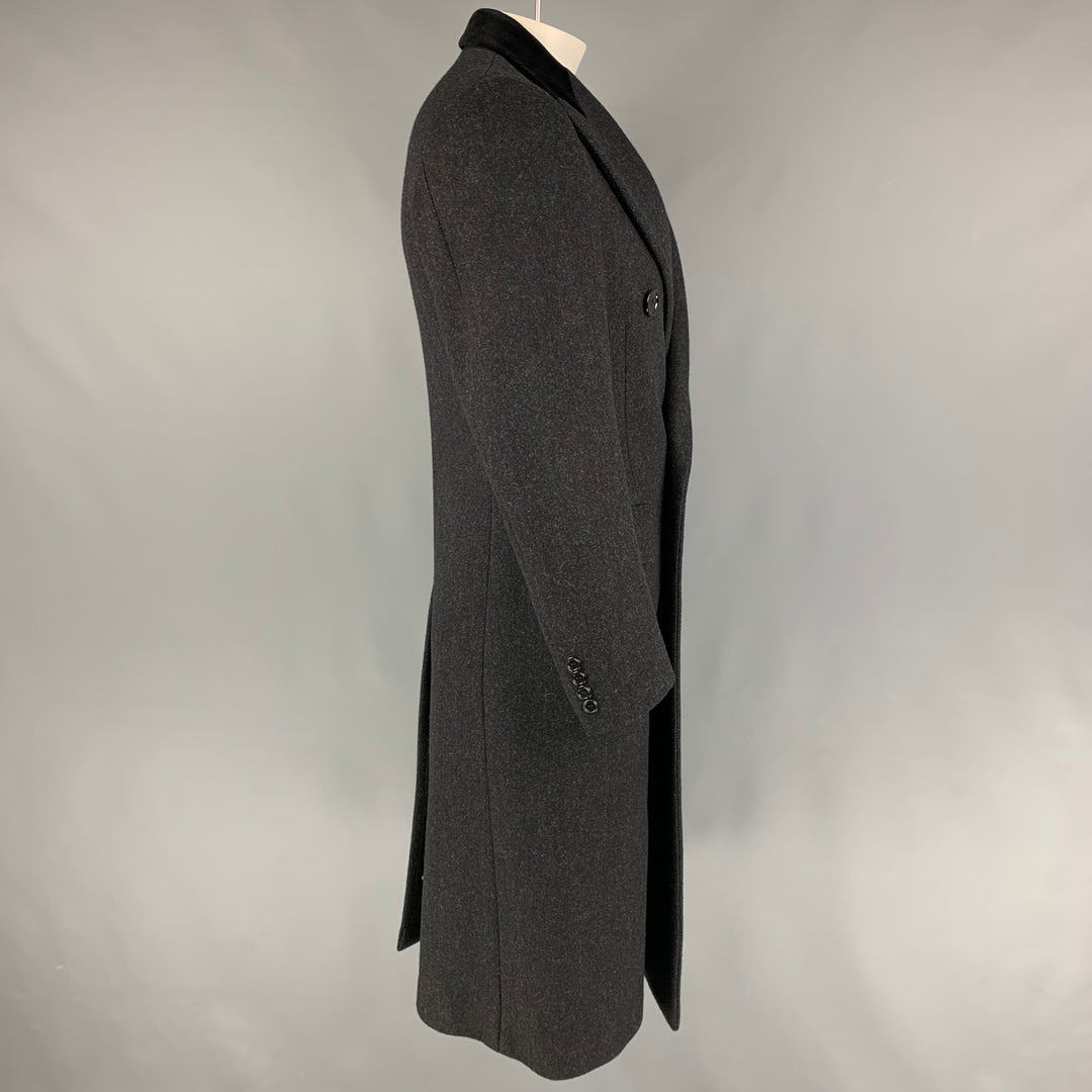 PAUL STUART Size 40 Charcoal Black Wool Peak Lapel Coat