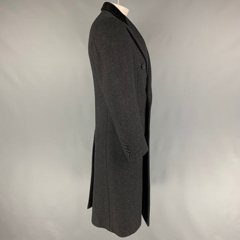 PAUL STUART Size 40 Charcoal Black Wool Peak Lapel Coat