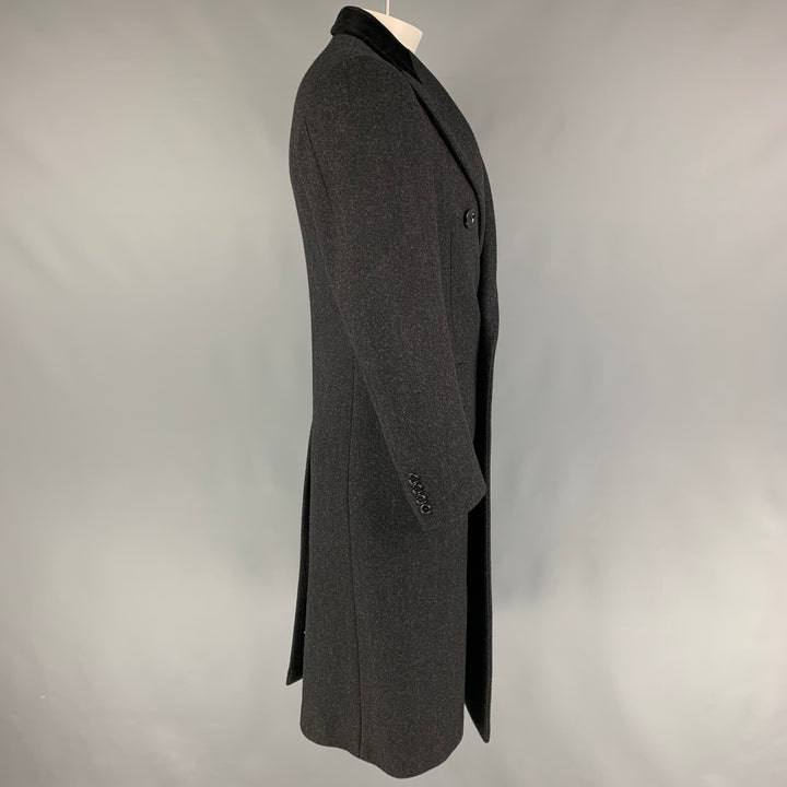 PAUL STUART Size 40 Charcoal Black Wool Peak Lapel Coat