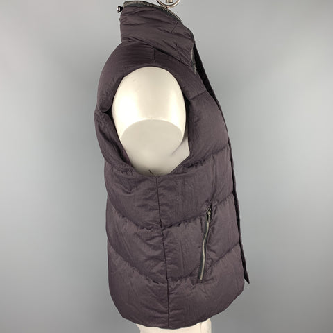 JOHN VARVATOS Size 44 Eggplant Quilted Polyamide Zip & Snaps Vest