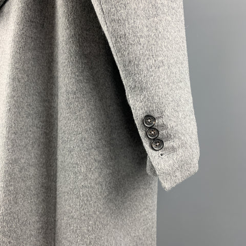 ISAIA Size 46 Gray Angora / Wool Double Breasted Long Peacoat