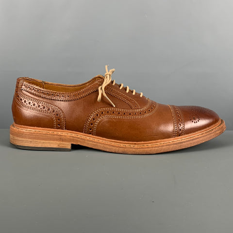 ALLEN EDMONDS Size 10 Brown Perforated Leather Cap Toe Lace Up Shoes