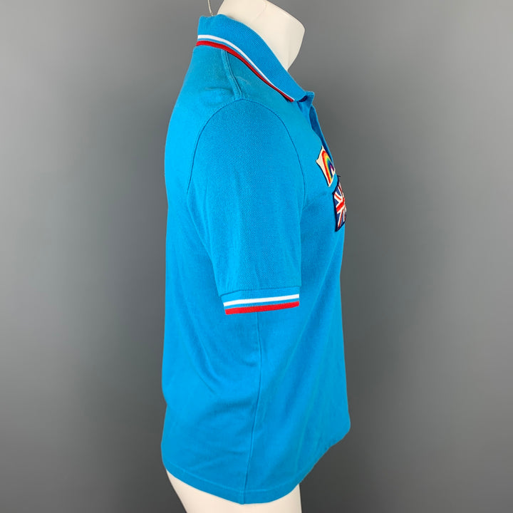 FRED PERRY x Peter Blake Size M Blue Patches Cotton Buttoned Polo