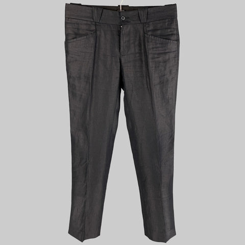 A pair of navy DOLCE & GABBANA dress pants with a flat front and a zip fly closure, displayed on a plain background.