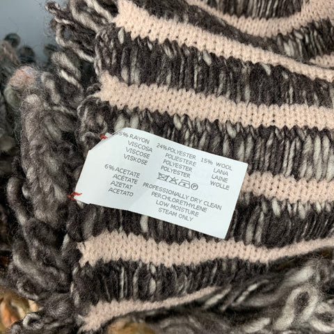 MISSONI Taupe & Grey Textured Knitted Rayon Blend Scarf
