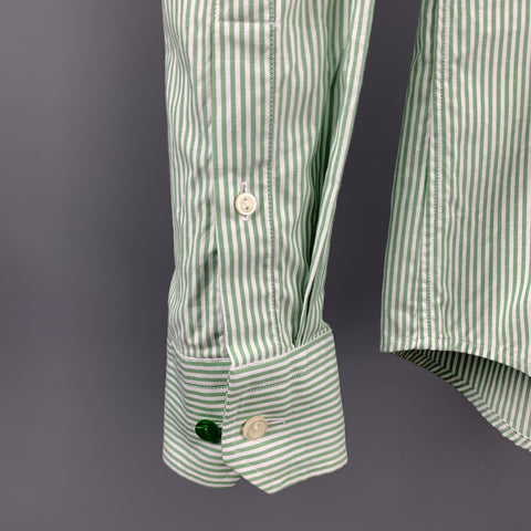 ETON Taille S Chemise à manches longues boutonnée en coton à rayures vertes