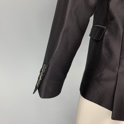 GIVENCHY Size 36 Black Cotton Silk Notch Lapel Sport Coat