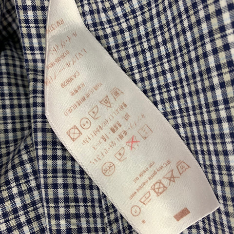 LOUIS VUITTON Size XL White Navy Plaid Cotton Button Up Long Sleeve Shirt