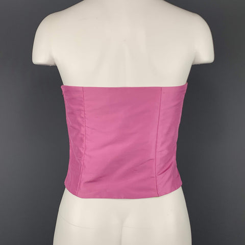 RALPH LAUREN Size 8 Pink Silk Shantung Cropped Bustier Dress Top