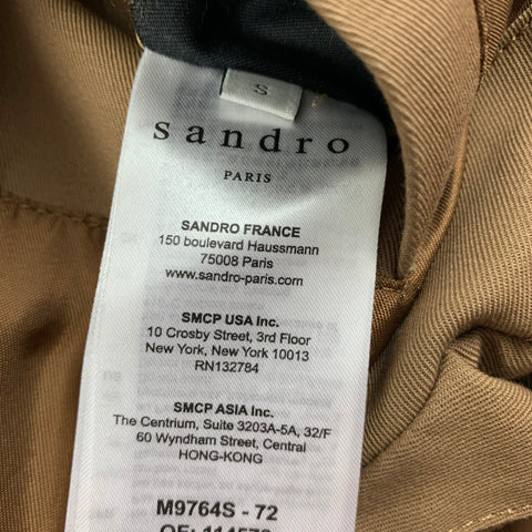 SANDRO Size S Tan Cotton Zip & Buttons Jacket