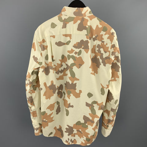 STEVEN ALAN Size M Cream Camouflage Cotton Button Down Long Sleeve Shirt