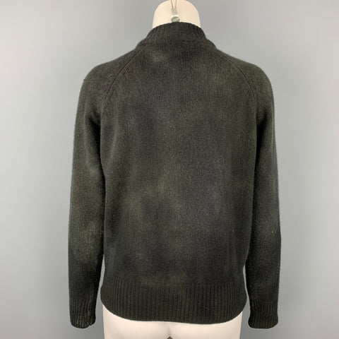 AVANT TOI Size XS Black & Grey Distressed Embroidered Merino Wool / Cashmere Cardigan