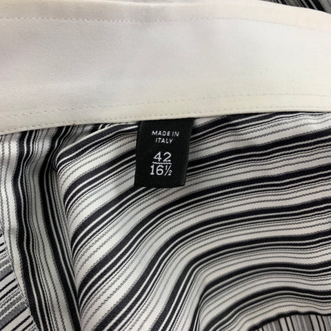 GUCCI Size L White Black Stripe Long Sleeve Shirt