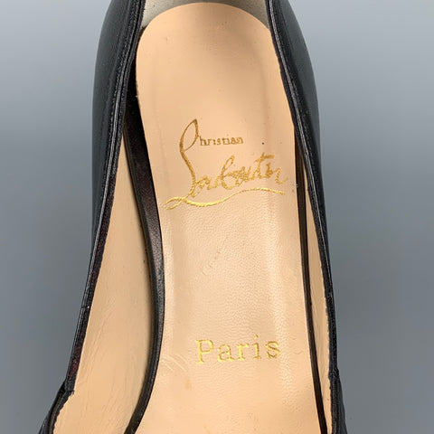 CHRISTIAN LOUBOUTIN Jenny Size 6.5 Black Leather Knot Peep Toe Pumps