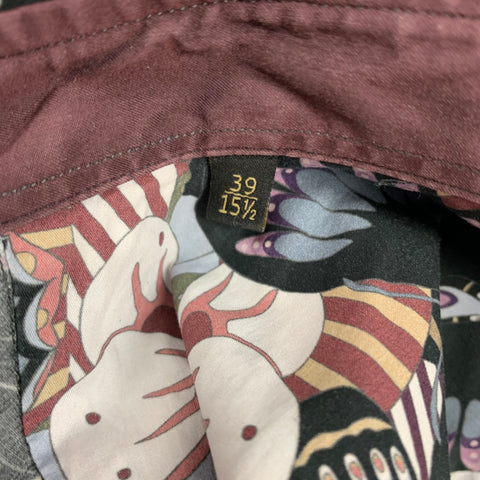 VALENTINO Taille S Chemise à manches longues en coton imprimé multicolore avec boutons cachés