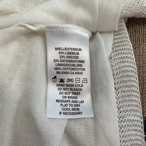 NIC+ZOE Size S White & Tan Linen Blend Layered Casual Top