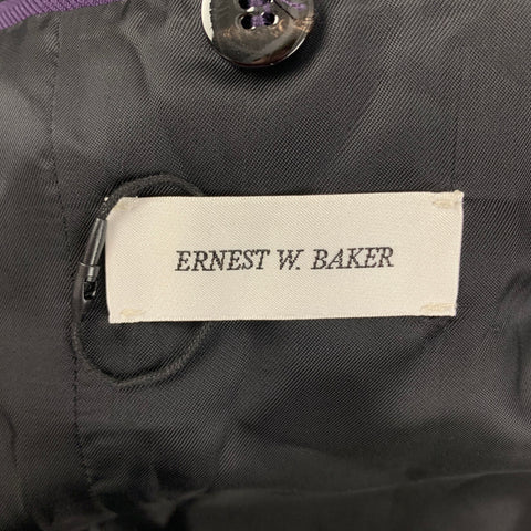 ERNEST W. BAKER Size 42 Purple Wool Notch Lapel Sport Coat