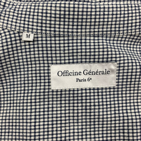 OFFICINE GENERALE Size M Black White Checkered Flannel Long Sleeve Shirt
