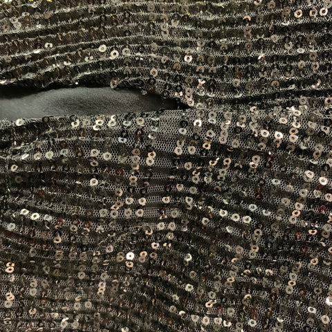 ST. JOHN COUTURE Taille L Pantalon habillé en polyester à paillettes noires avec ceinture élastique