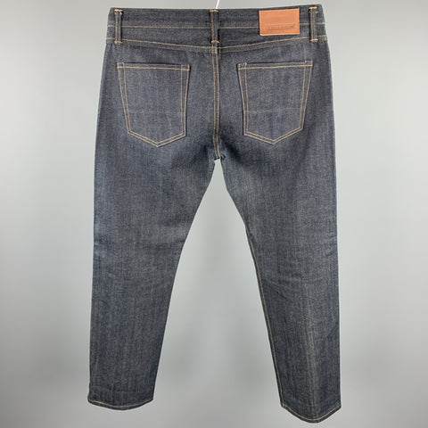 TELLASON Size 34 Indigo Contrast Stitch Selvedge Denim Button Fly Jeans