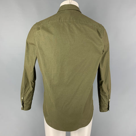 HILL CITY Size S Olive Cotton Blend Button Down Long Sleeve Shirt