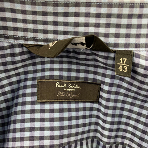 PAUL SMITH The Byard Size L Blue & Navy Checkered Cotton Button Up Long Sleeve Shirt