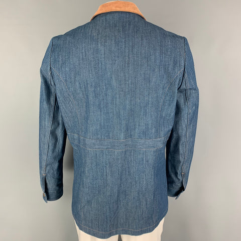 AMERICAN HIGHWAY Size M Blue Contrast Stitch Cotton Denim Jacket