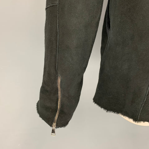 GIORGIO BRATO Size 44 Black Leather Hooded Aysmmetrical Coat