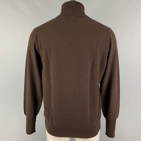 ERMENEGILDO ZEGNA Size M Brown Cashmere Turtleneck Sweater