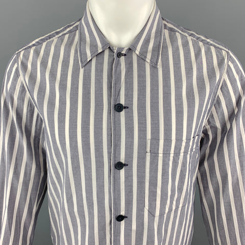 JOSEPH Size S Grey & White Stripe Cotton Long Sleeve Shirt