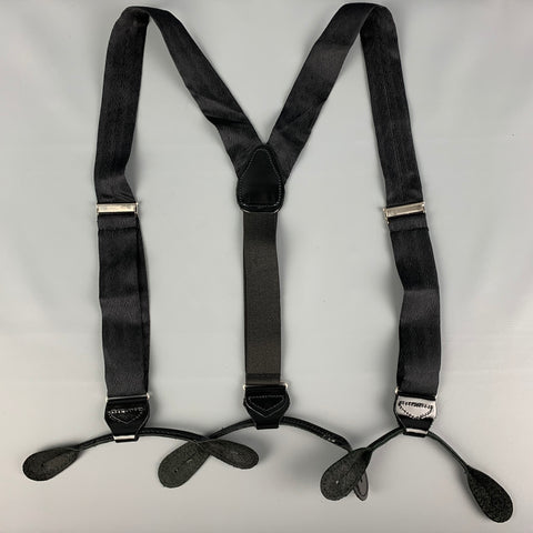 VINTAGE Black Textured Silk Suspenders