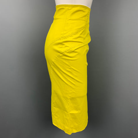 SALVATORE FERRAGAMO Talla 2 Falda lápiz de algodón cosida en amarillo