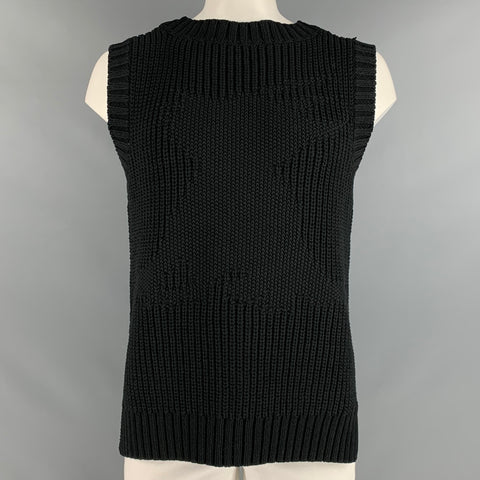 WE 11 DONE Taille L Gilet en grosse maille de coton noir