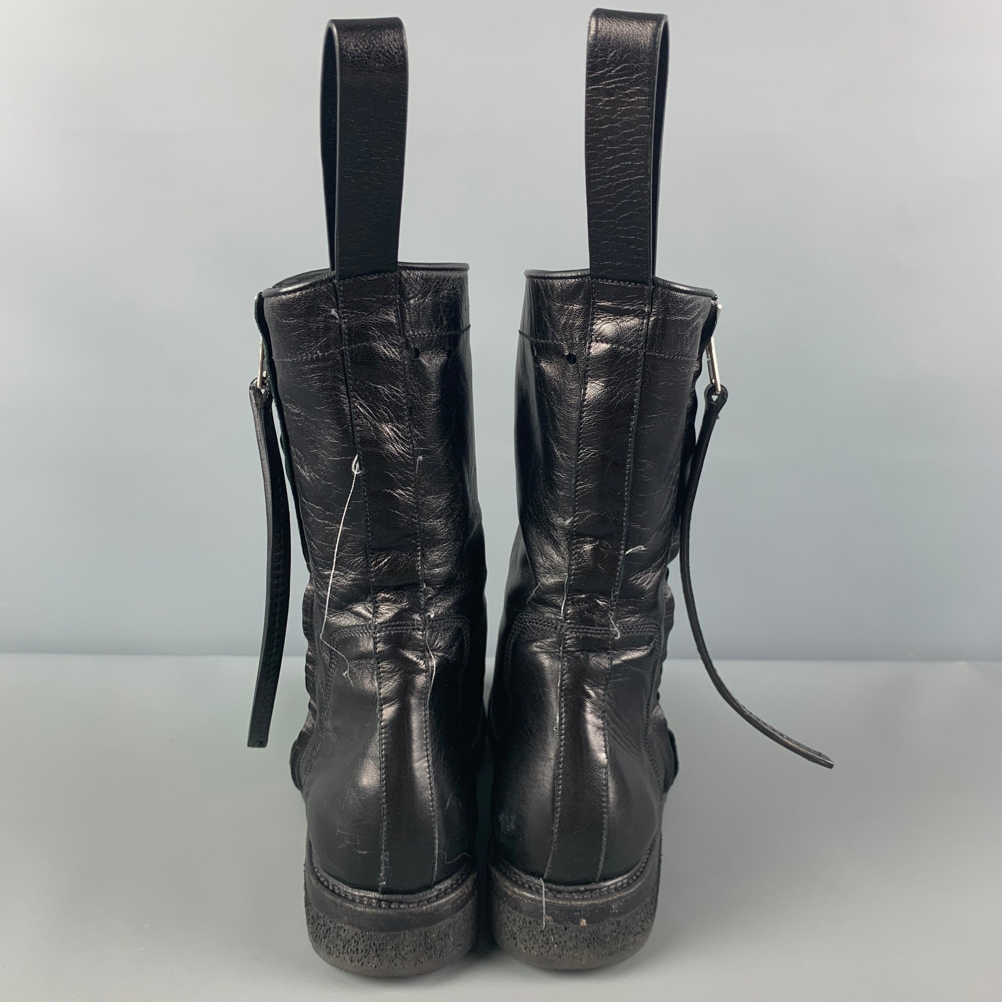 RICK OWENS Size 8 Black Leather Side Zipper Boots – Sui Generis