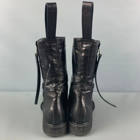 RICK OWENS Size 8 Black Leather Side Zipper Boots