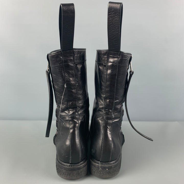 RICK OWENS Size 8 Black Leather Side Zipper Boots