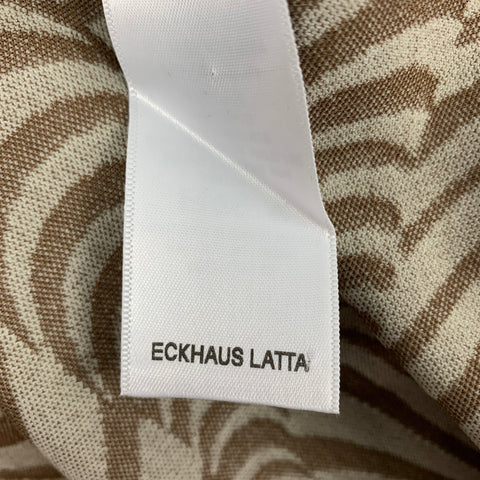 ECKHAUS LATTA Size XL Beige Brown Print Viscose Blend Turtleneck Pullover