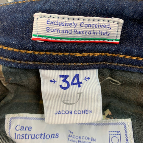 JACOB COHEN Size 34 Blue Contrast Stitch Cotton Blend Premium Edition Jeans