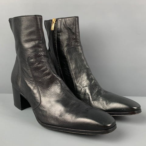 YVES SAINT LAURENT Size 13 Black Leather Side Zipper Johnny  Boots