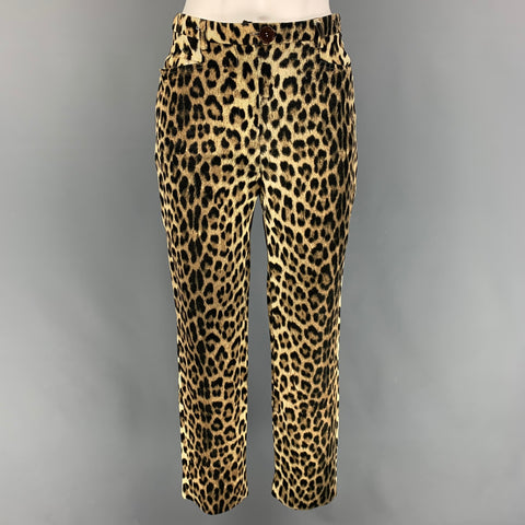 CHEAP and CHIC by MOSCHINO Talla 6 Pantalones ajustados con estampado animal de rayón de algodón marrón beige