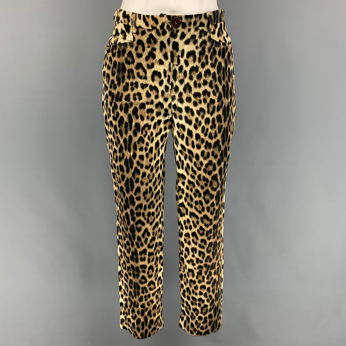 CHEAP and CHIC by MOSCHINO Size 6 Beige Brown Cotton Rayon Animal Print Fitted Pants