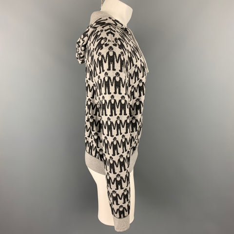 AESTHETICTERRORISTS by WALTER VAN BEIRENDONCK Size XL Grey & Charcoal Monogram Merino Wool Jacket