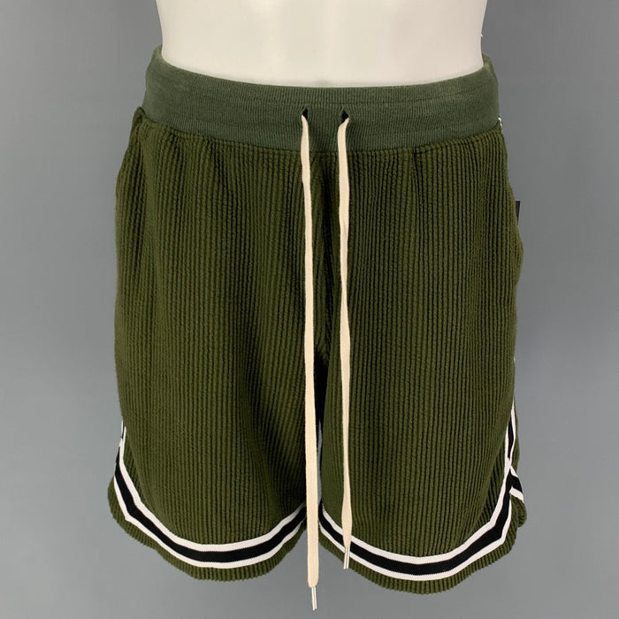 JOHN ELLIOTT FW18 Size S Green Black Cotton Polyester Drawstring Shorts