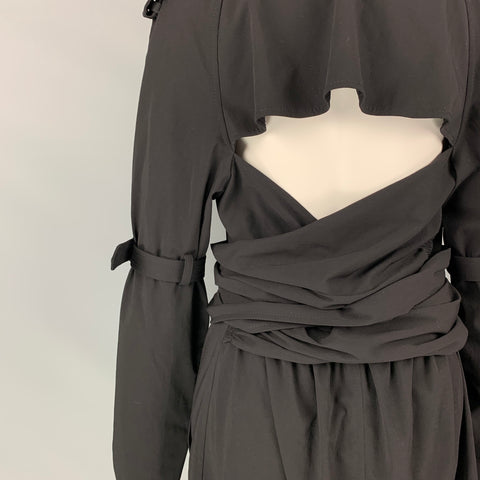 Vintage JEAN PAUL GAULTIER Size 10 Black Wool / Polyamide Double Breasted Trench Coat