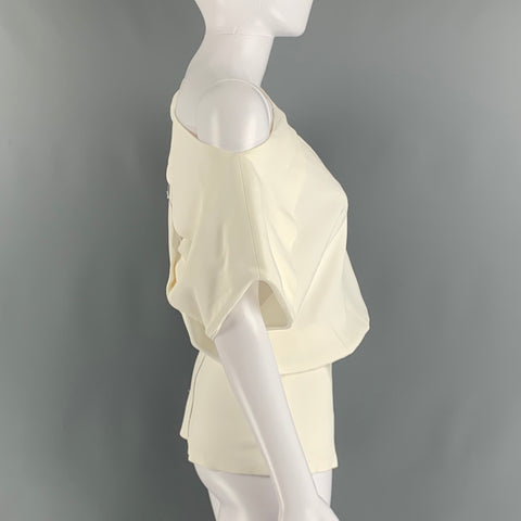 SILVIA TCHERASSI Size S White Viscose Elastane Cut Out Off-Shoulder Casual Top