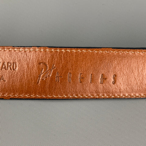 PAT AREIAS Waist Size 32 Navy Textured Lizard Leather Belt Strap