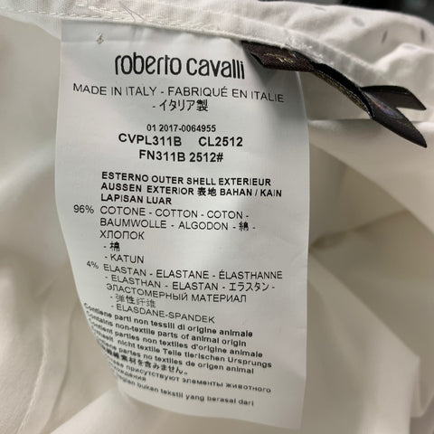 ROBERTO CAVALLI Size M White Studded Cotton Elastane Long Sleeve Shirt