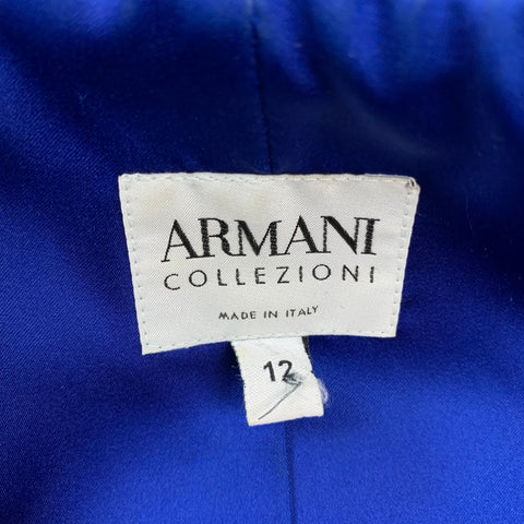 ARMANI COLLEZIONI Size 12 Black Blue Polyester Dots Jacket Blazer